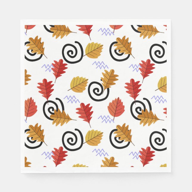 Multicolor Fall Geographic Leaves   Napkin (Front)