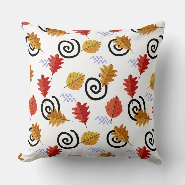 Multicolor Fall Geographic Leaves   Throw Pillow (Front)