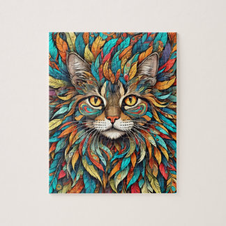 Multicolor Feathers Cat 737 Jigsaw Puzzle