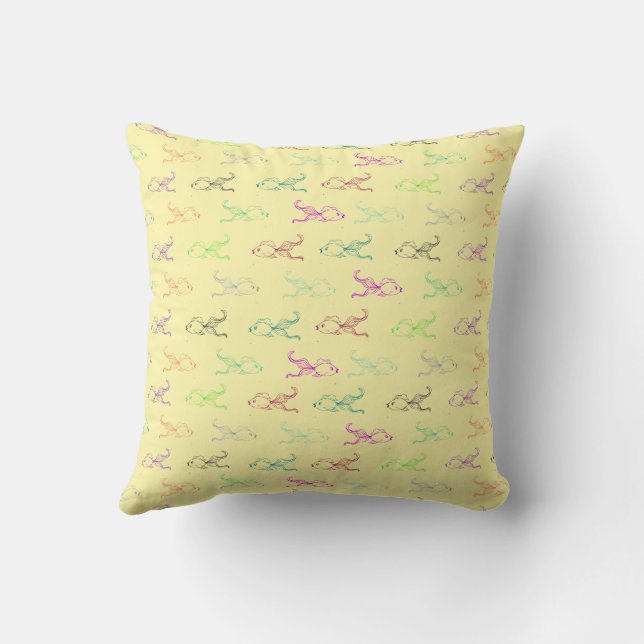 Multicolor Fish Accent Pillow (Back)