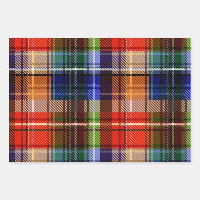 Multicolor Flannel Plaid Tartan Pattern  Wrapping Paper Sheet (Front)
