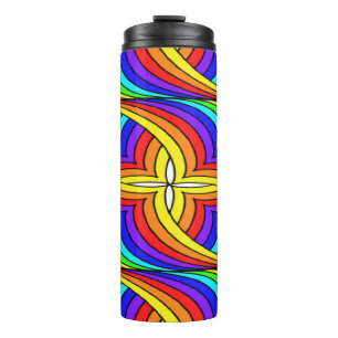 Multicolor floral design thermal tumbler