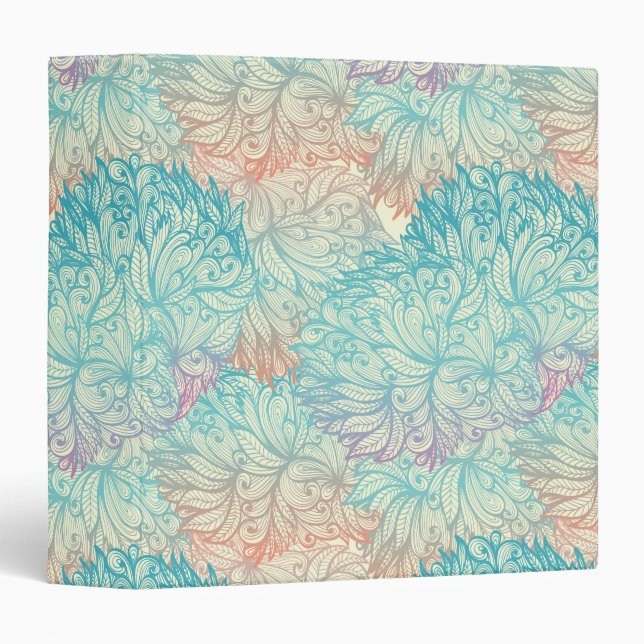 Multicolor Floral Doodle Pattern Binder (Front/Spine)
