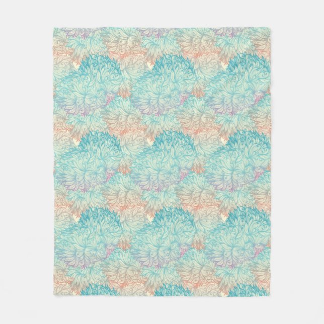 Multicolor Floral Doodle Pattern Fleece Blanket (Front)