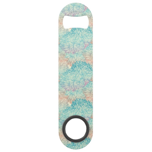 Multicolor Floral Doodle Pattern Speed Bottle Opener (Front)
