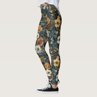 Multicolor floral repeating pattern leggings