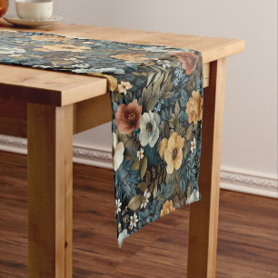 Multicolor floral repeating pattern short table runner