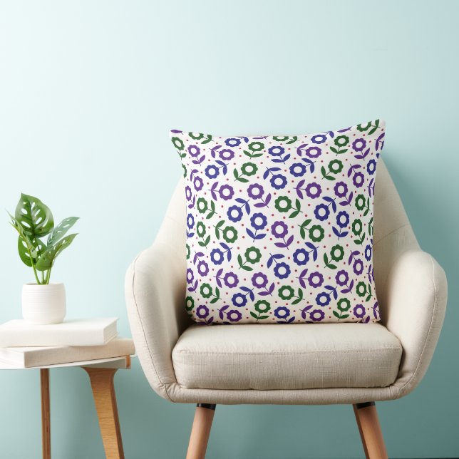 Multicolor Flower Pattern Retro Floral Throw Pillow (Chair)