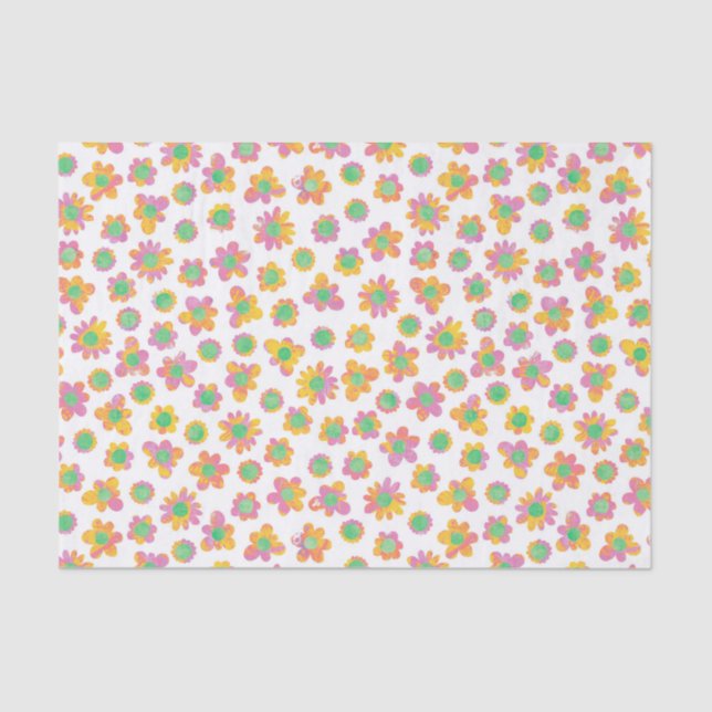 Multicolor Flower Pattern Tissue Paper (Front)
