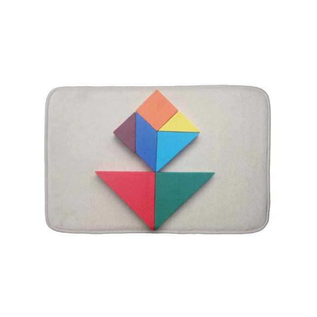 Multicolor flower Tangram Bath Mat (Front)