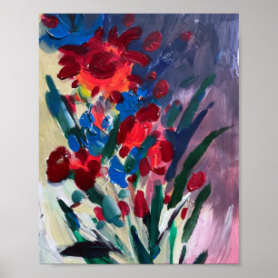 Multicolor flowers , painting .  poster