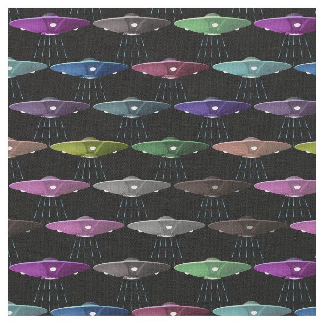 Multicolor Flying Saucers UFOs Fabric (Close Up)