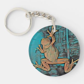 Multicolor Frog Keychain Yellow Circle