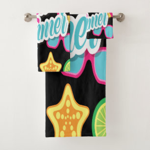 Multicolor Fruit Design Bath Towel Set