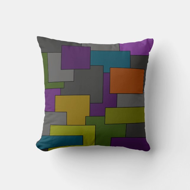 Multicolor Geometric Abstract Art Throw Pillow (Front)