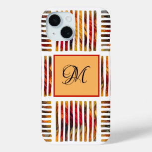 Multicolor Geometric Abstract Stripe Monogram iPhone 15 Case