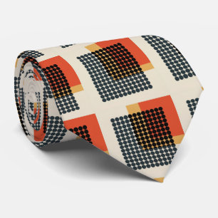 Multicolor Geometric Dots & Squares Retro Bauhaus  Tie