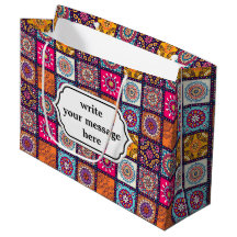 Multicolor geometric floral mandala tiled pattern
