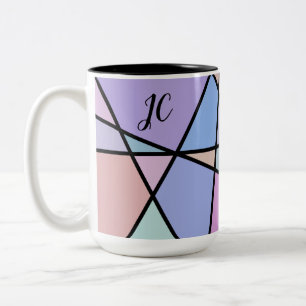 Multicolor Geometric Lines and Shapes Two-Tone Coffee Mug