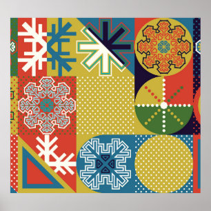 Multicolor Geometric: Local Snowflake Background Poster