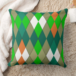 Multicolor geometric pattern rhombuses minimalism throw pillow