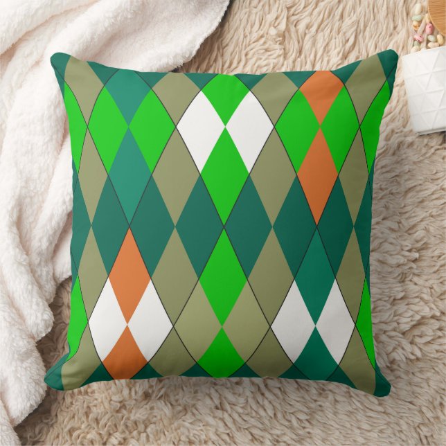 Multicolor geometric pattern rhombuses minimalism throw pillow (Blanket)