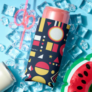 Multicolor Geometric Shapes Pattern Seltzer Can Cooler