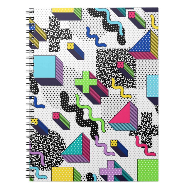 Multicolor geometric shapes, retro pattern. notebook (Front)