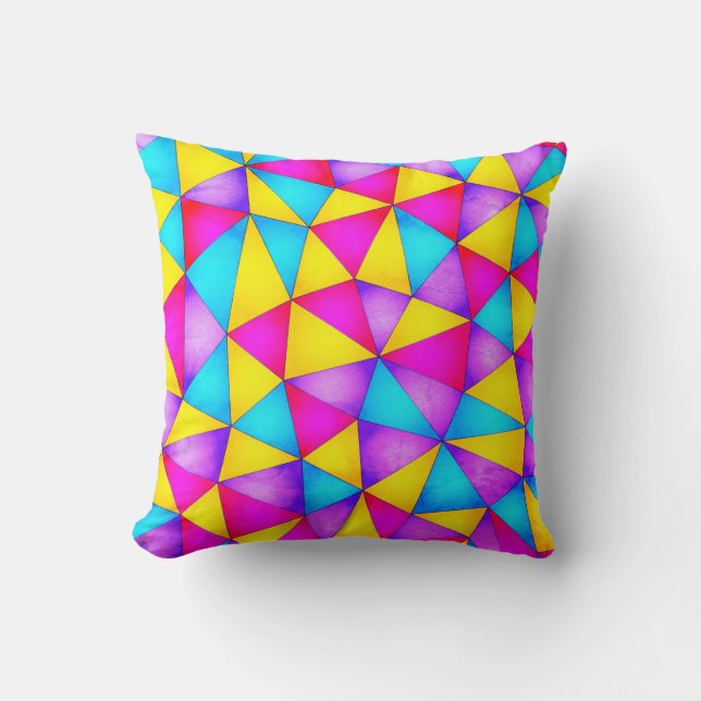 Multicolor Geometrical Shapes Throw Pillow (Front)