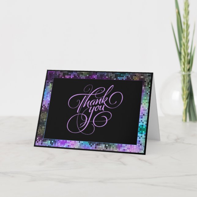 Multicolor Glitter And Sparkles Thank You Card (Front)