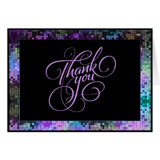 Multicolor Glitter And Sparkles Thank You Card