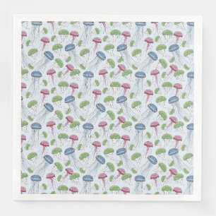 Multicolor glowing jelly fish pattern napkin