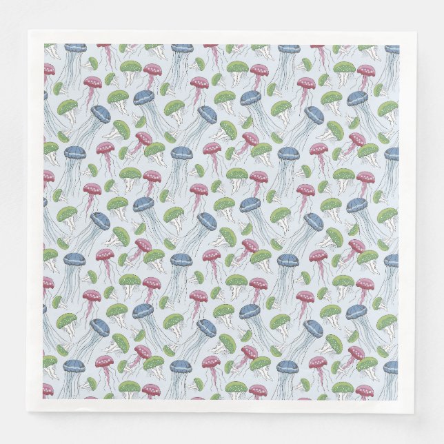 Multicolor glowing jelly fish pattern napkin (Front)