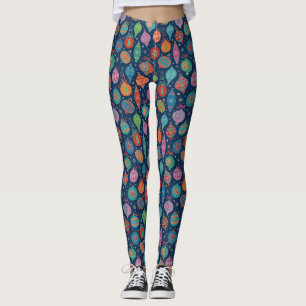Multicolor Gold Christmas Tree Decoration Pattern Leggings