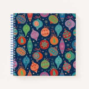 Multicolor Gold Christmas Tree Decoration Pattern Notebook