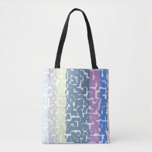 Multicolor Green/Grey/Beige/Pink/Purple/Blue Tote Bag