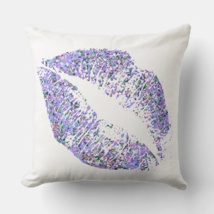 Multicolor Grit Glitter Lips #11 Throw Pillow