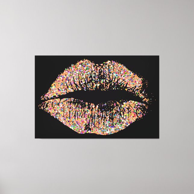 Multicolor Grit Glitter Lips #12 Canvas Print (Front)