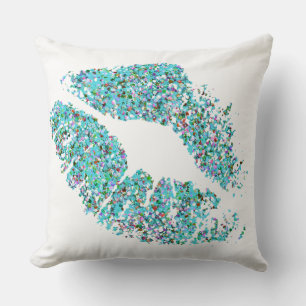 Multicolor Grit Glitter Lips #13 Throw Pillow