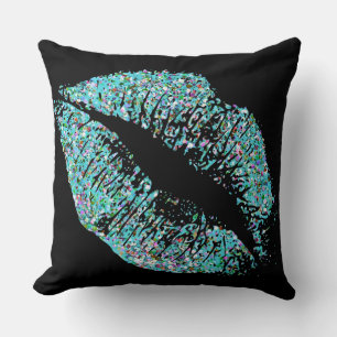 Multicolor Grit Glitter Lips #19 Throw Pillow