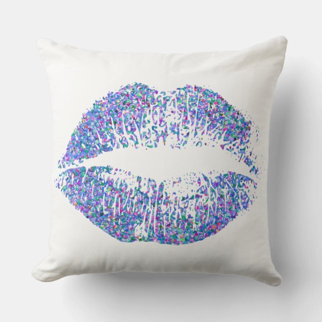 Multicolor Grit Glitter Lips #2 Throw Pillow (Front)