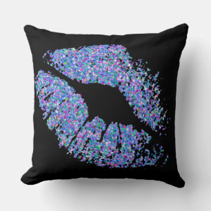 Multicolor Grit Glitter Lips #32 Throw Pillow