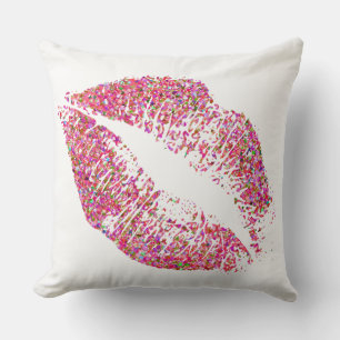 Multicolor Grit Glitter Lips #7 Throw Pillow