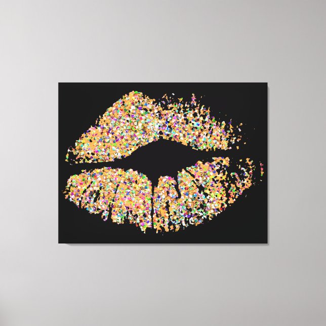 Multicolor Grit Glitter Lips #8 Canvas Print (Front)