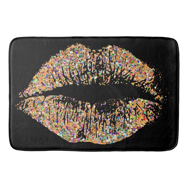 Multicolor Grit Glitter Lips Bath Mat (Front)