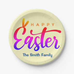 Multicolor Happy Easter Paper Plates