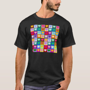 Multicolor Heart Squares T-Shirt