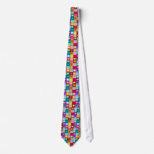 Multicolor Heart Squares Tie