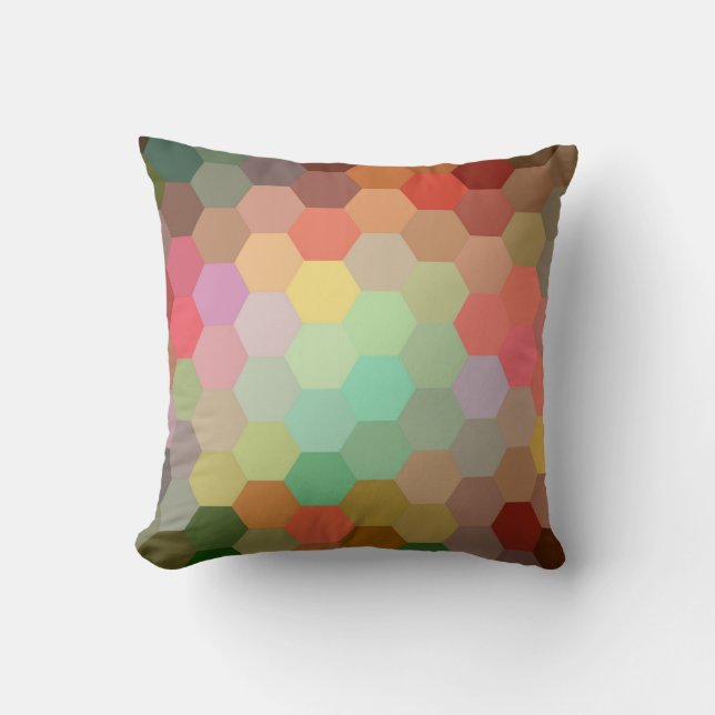 Multicolor Hexagon Chevron Pattern Throw Pillow (Front)