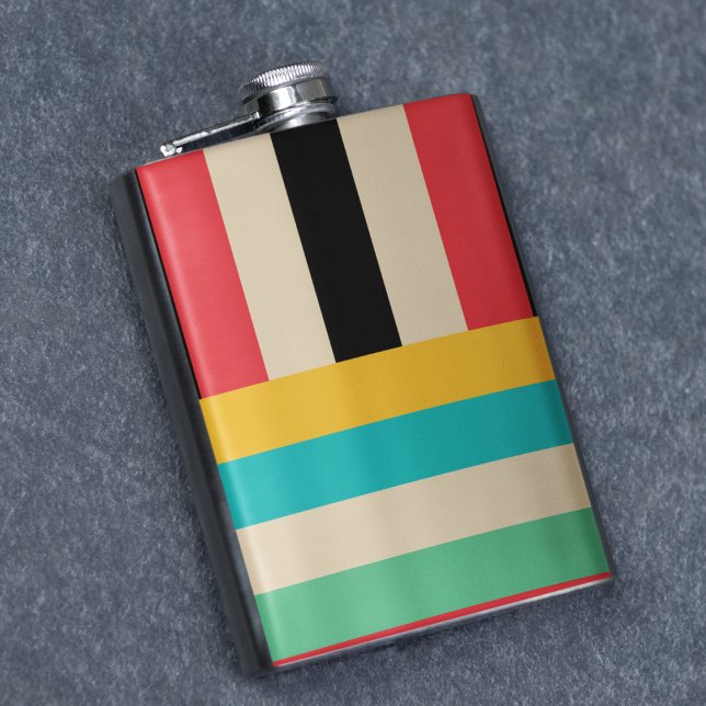 Multicolor Horizontal Vertical Stripes Hip Flask (flask)